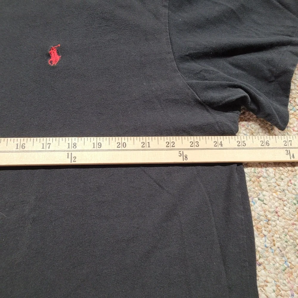 Polo Ralph Lauren Shirt Mens XL‎ Black VNeck Pullover Red Pony Rugby Tee Cotton